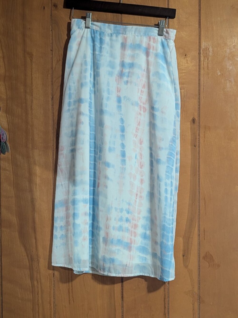 Japna NWT White & Light Blue Tie-dye Midi Lined Skirt